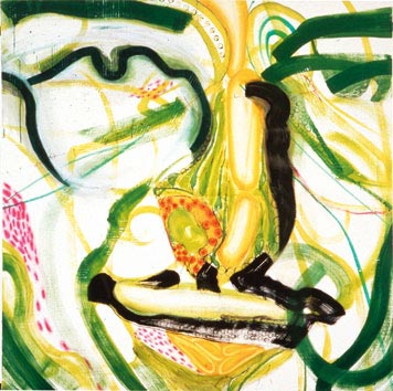 EXODUS 1, 1999, 130.5 x 130.5cm (51.5 x 51.5 inches) , india ink and colored pen, oil on canvas