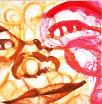 GOING QUITE FAR, 1999, 130.5 x 130.5cm (51.5 x 51.5 inches), colored pen, oil on canvas