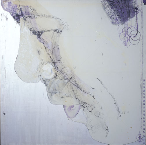 MOON LIGHT, 2001, 130.5 x 130.5cm (51.5 x 51.5 inches), indian ink, gelatin, oil, stone paint on canvas