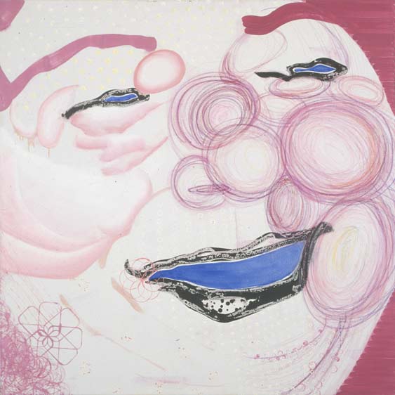 MATERNAL LOVE, 2003, 122 x 122cm (48 x 48 inches), india ink, crayon, pen, charcoal, oil on canvas