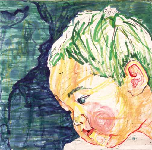 IN FRONT OF AN ELEPHANT, 1998, 136 x 136cm (53.5 x 53.5 inches), mixed media on Japanese paper and bamboo stick