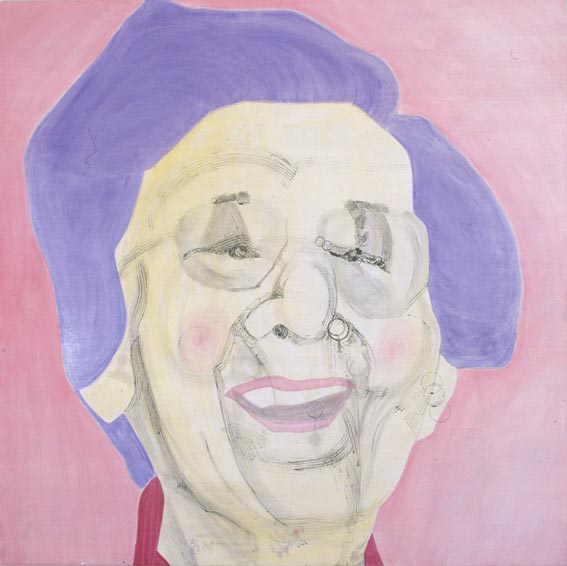 YUKIKO 2, 2004, 137cm x 137cm (54 x 54 inches) , india ink, tea, oil on canvas