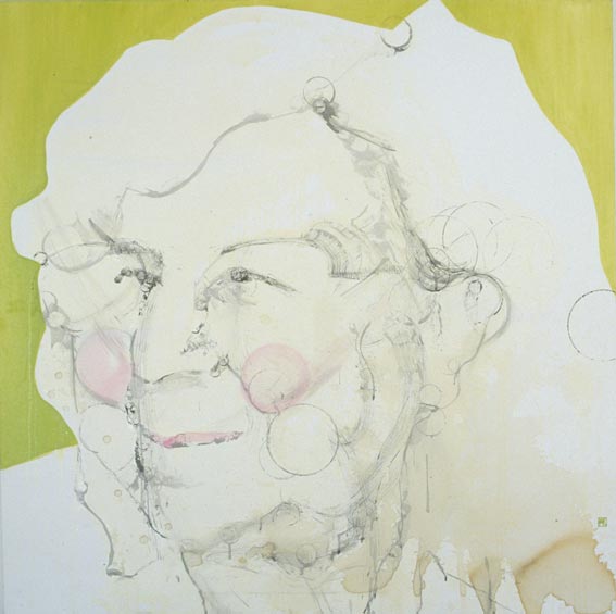 LIVIA, 2004, 137cm x 137cm (54 x 54 inches), india ink, tea, oil on canvas