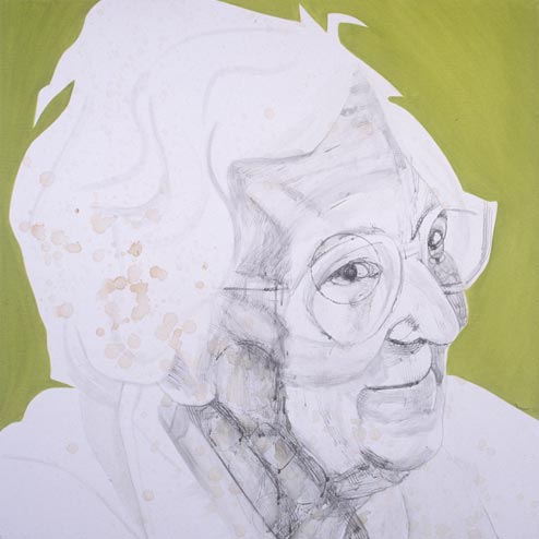 LILA 1, 2004, 122 x 122cm (48 x 48 inches), india ink, tea, oil on canvas