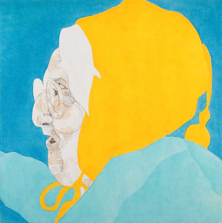 LILA, 2006, 61 x 61cm (24 x 24 inches), india ink, tea, oil on canvas