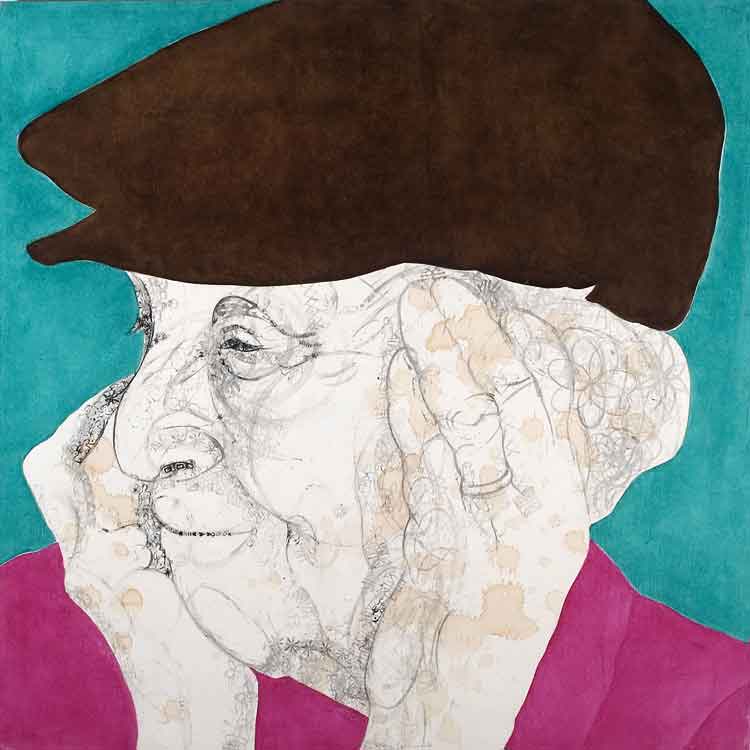 LOUISE BOURGEOIS, 2006, 61 x 61cm (24 x 24 inches), india ink, tea, oil on canvas