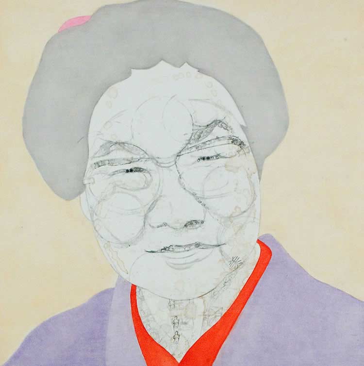 TAMAKO KATAOKA, 2006, 61 x 61cm (24 x 24 inches), india ink, tea, oil on canvas