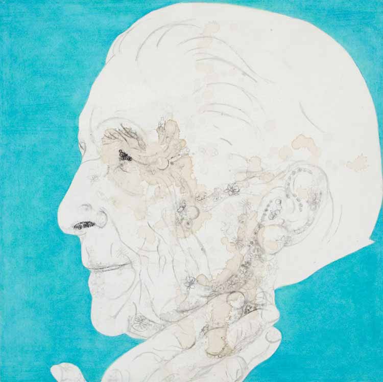 LOUISE BOURGEOIS, 2006, 61 x 61cm (24 x 24 inches), india ink, tea, oil on canvas