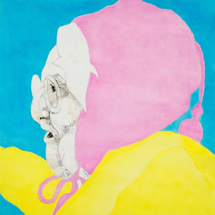 LILA, 2006, 61 x 61cm (24 x 24 inches), india ink, tea, oil on canvas