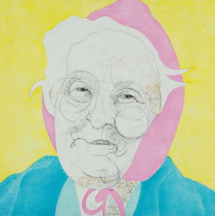 LILA, 2006, 61 x 61cm (24 x 24 inches), india ink, tea, oil on canvas