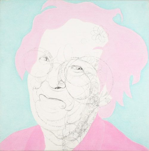 POWER RANGERS 1, 2007, 61 x 61cm (24 x 24 inches), india ink, tea, oil on canvas