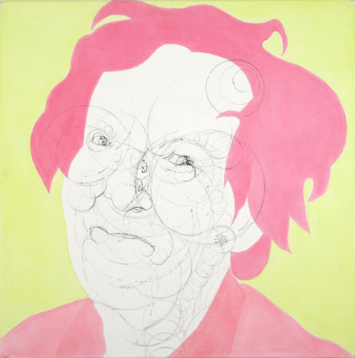 POWER RANGERS 2, 2007, 61 x 61cm (24 x 24 inches), india ink, tea, oil on canvas