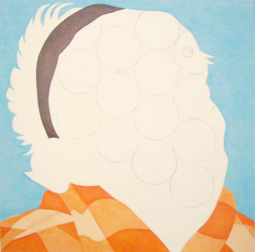 VOYAGE 3, 2008, 51 x 51cm (20 x 20 inches), india ink, tea, oil on canvas